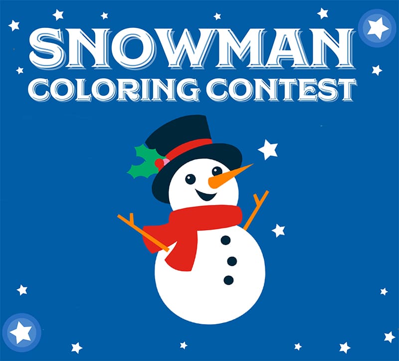 image of snowman coloring contest logo